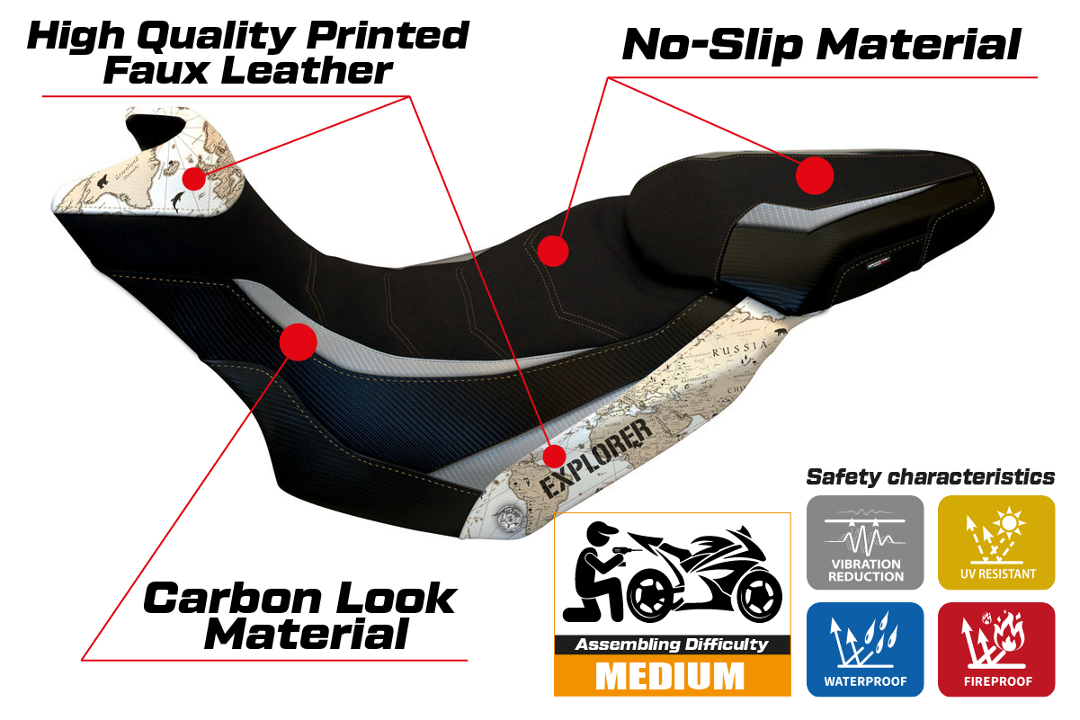 Yhteensopiva istuinpäällinen - Ducati Multistrada 1200 / 1260 Enduro 2016 - 2021 - mod Lux ??Mps Ultragrip