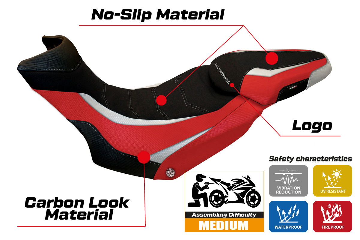 Yhteensopiva istuinpäällinen - Ducati Multistrada 1200 / 1260 Enduro 2016 - 2021 - mod Lux ??Special Color Ultragrip