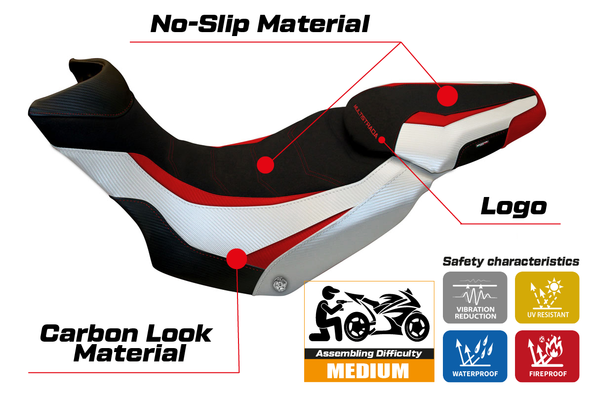 Yhteensopiva istuinpäällinen - Ducati Multistrada 1200 / 1260 Enduro 2016 - 2021 - mod Lux ??Special Color Ultragrip