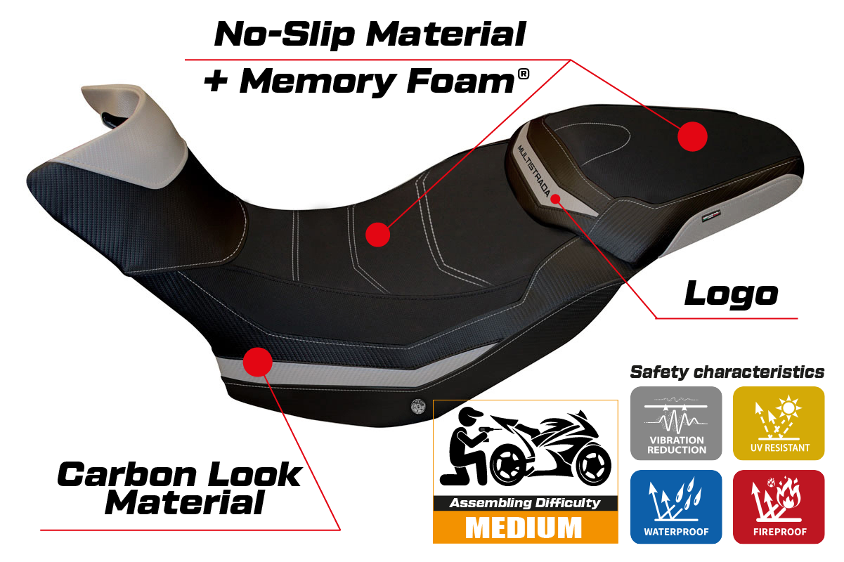 Yhteensopiva istuinpäällinen - Ducati Multistrada 1200 / 1260 Enduro 2016-2021 - mod Sona 1 Comfort System