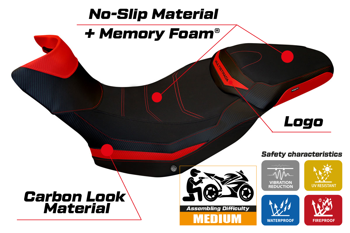 Yhteensopiva istuinpäällinen - Ducati Multistrada 1200 / 1260 Enduro 2016-2021 - mod Sona 1 Comfort System