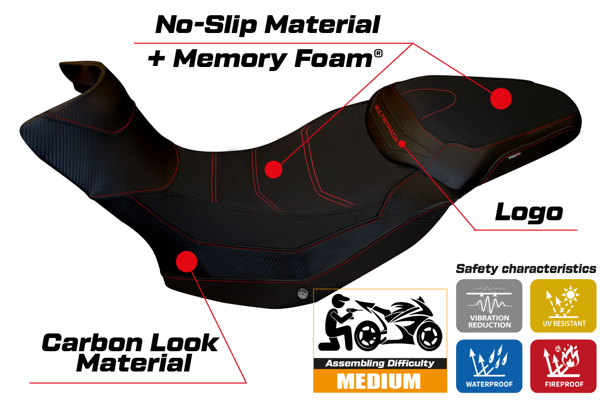 Yhteensopiva istuinpäällinen - Ducati Multistrada 1200 / 1260 Enduro 2016-2021 - mod Sona 1 Comfort System