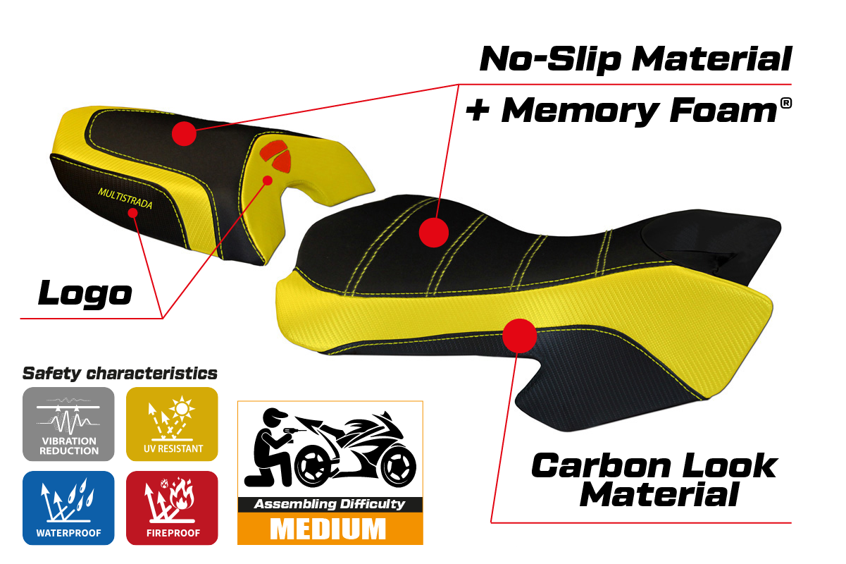 Yhteensopiva istuinpäällinen - Ducati Multistrada 620 / 1000 / 1100 2003 - 2009 - mod Sciacca Color Comfort System