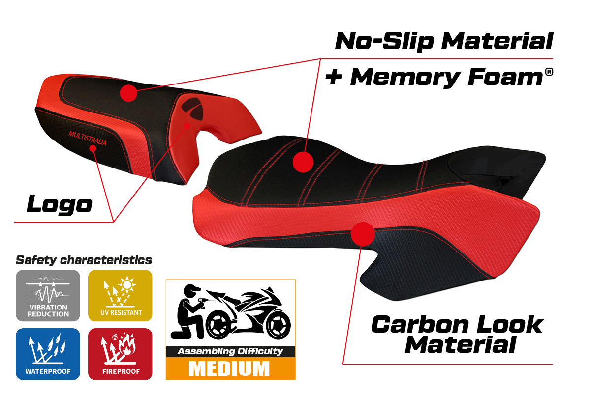 Yhteensopiva istuinpäällinen - Ducati Multistrada 620 / 1000 / 1100 2003 - 2009 - mod Sciacca Color Comfort System