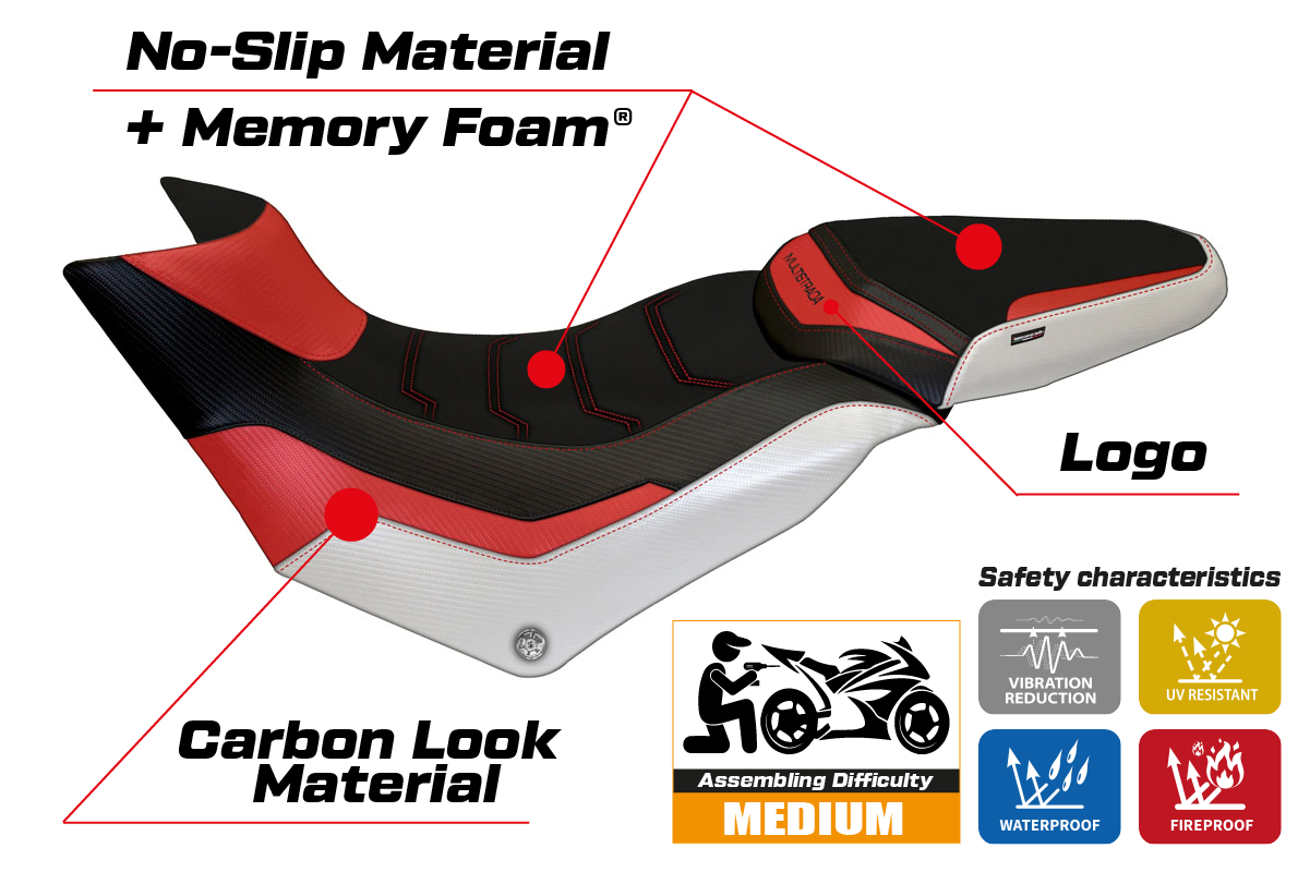 Yhteensopiva istuinpäällinen - Ducati Multistrada 950 2017-2021 - mod Praga Special Color Comfort System