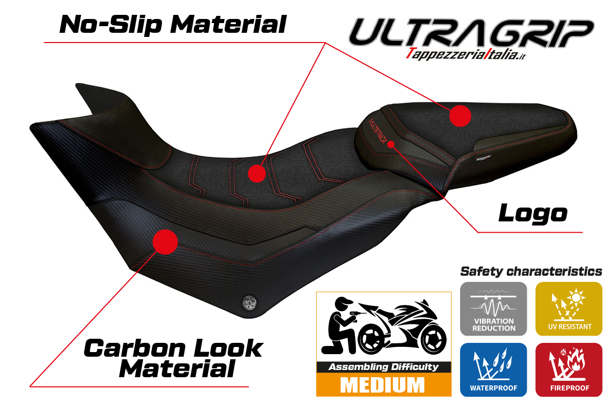 Yhteensopiva istuinpäällinen - Ducati Multistrada 950 2017-2021 - mod Slapy Ultragrip