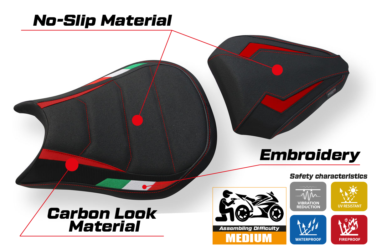Yhteensopiva istuinpäällinen - Ducati Streetfighter 2009-2015 - mod Florida Trico Ultragrip