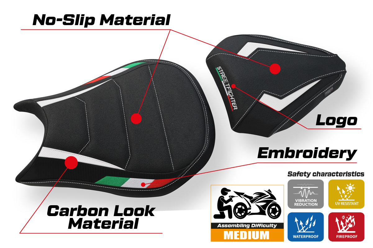 Yhteensopiva istuinpäällinen - Ducati Streetfighter 2009-2015 - mod Florida Trico Ultragrip