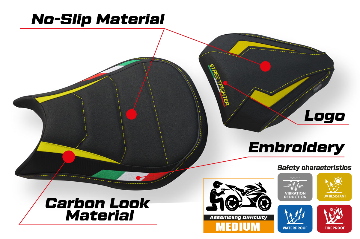 Yhteensopiva istuinpäällinen - Ducati Streetfighter 2009-2015 - mod Florida Trico Ultragrip