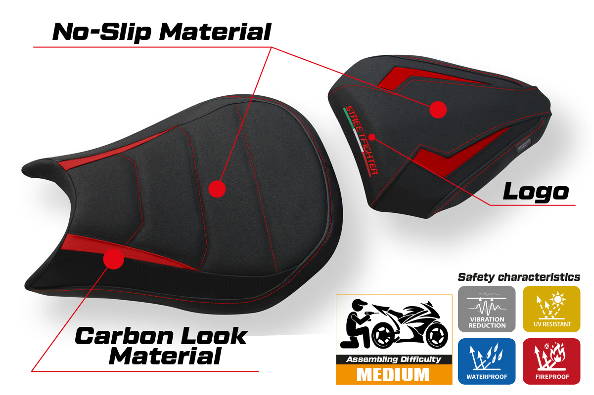 Yhteensopiva istuinpäällinen - Ducati Streetfighter 2009-2015 - mod Florida Ultragrip