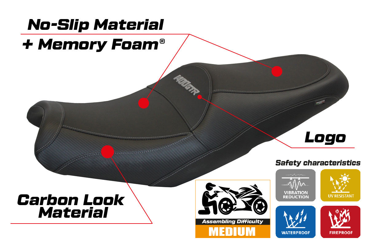 Yhteensopiva istuinpäällinen - Kawasaki GTR 1400 2007 - 2016 - mod Luena Comfort System
