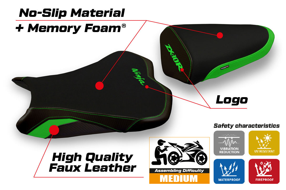Yhteensopiva istuinpäällinen - Kawasaki Ninja ZX 10 R 2008 - 2010 - mod Agra 2 Comfort System