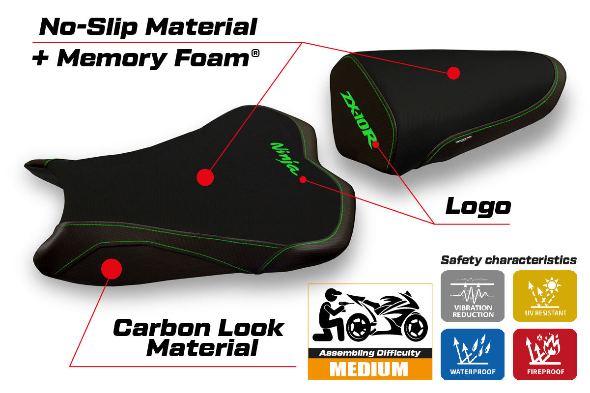 Yhteensopiva istuinpäällinen - Kawasaki Ninja ZX 10 R 2008 - 2010 - mod Agra 2 Comfort System