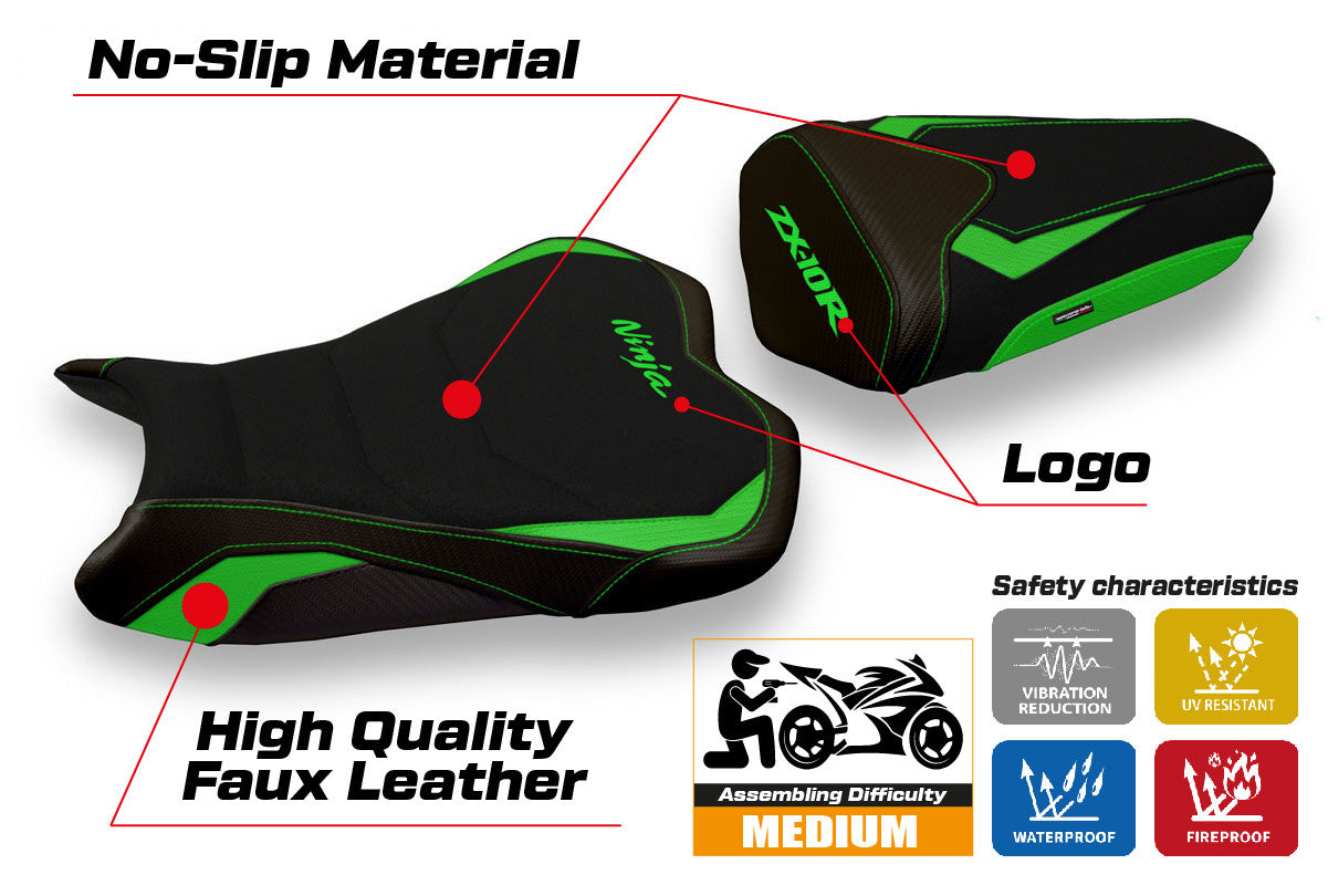 Yhteensopiva istuinpäällinen - Kawasaki Ninja ZX 10 R 2008 - 2010 - mod Quito 2 Ultragrip