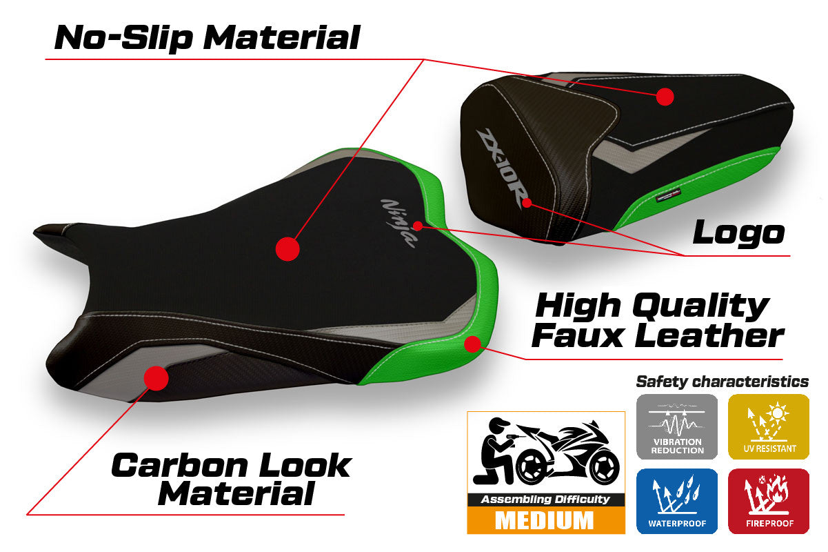 Yhteensopiva istuinpäällinen - Kawasaki Ninja ZX 10 R 2008 - 2010 - mod Riga Special Color