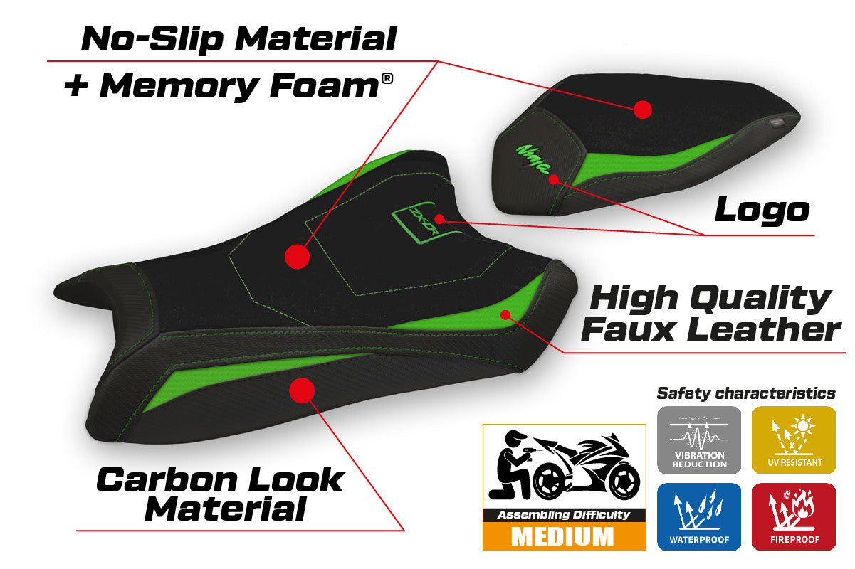 Yhteensopiva istuinpäällinen - Kawasaki Ninja ZX 10 R 2016 - 2020 - mod Hervas Comfort System