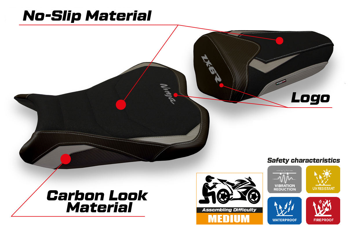 Yhteensopiva istuinpäällinen - Kawasaki Ninja ZX 6 R 2009 - 2012 - mod Cracovia 2 Ultragrip
