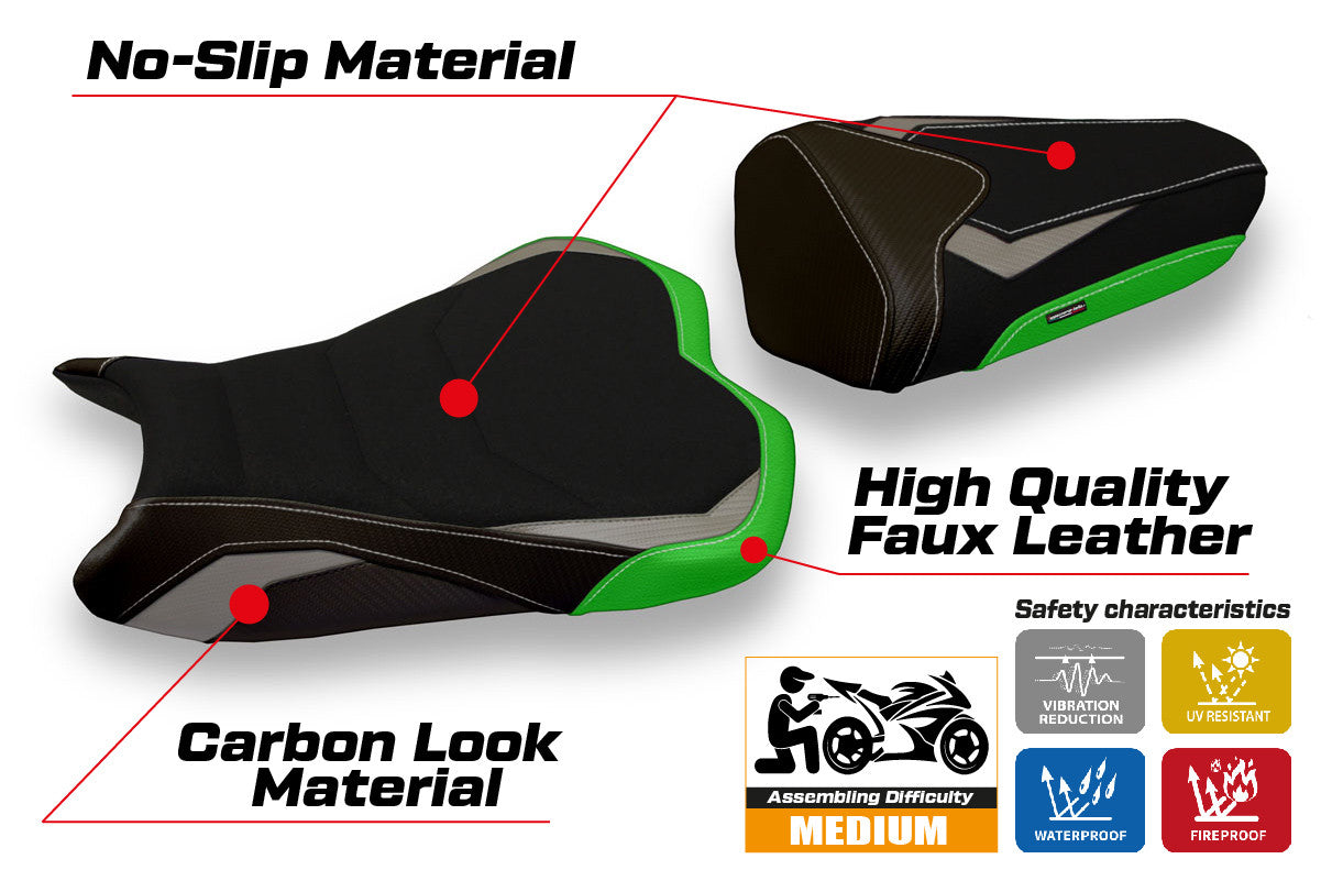 Yhteensopiva istuinpäällinen - Kawasaki Ninja ZX 6 R 2009 - 2012 - mod Cracovia Special Color Ultragrip