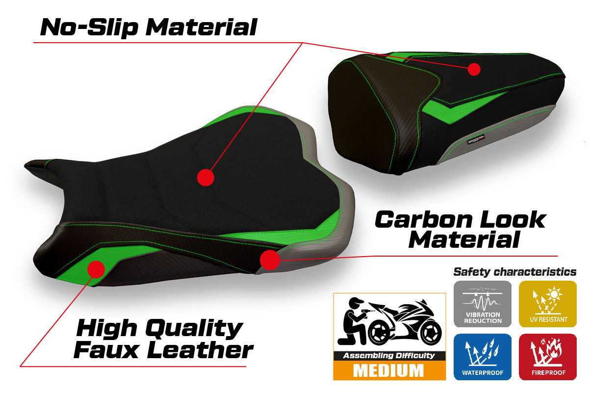 Yhteensopiva istuinpäällinen - Kawasaki Ninja ZX 6 R 2009 - 2012 - mod Cracovia Special Color Ultragrip