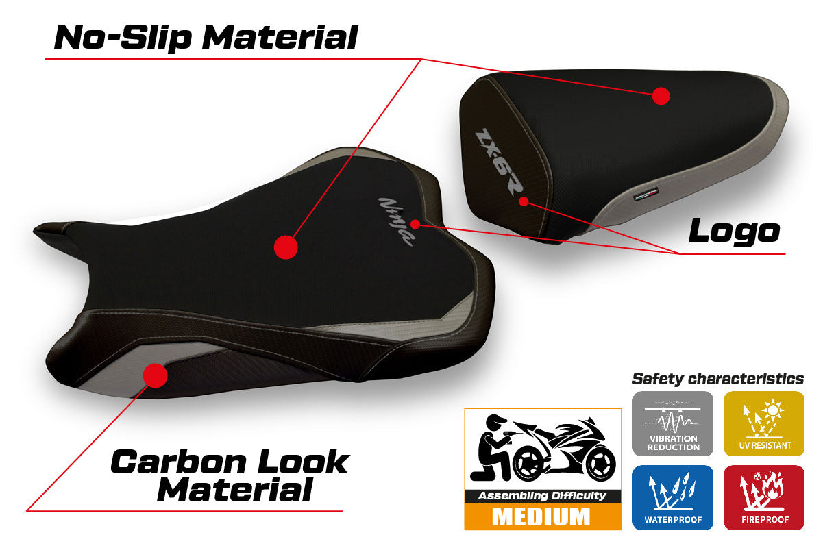 Yhteensopiva istuinpäällinen - Kawasaki Ninja ZX 6 R 2009 - 2012 - mod Medan 1