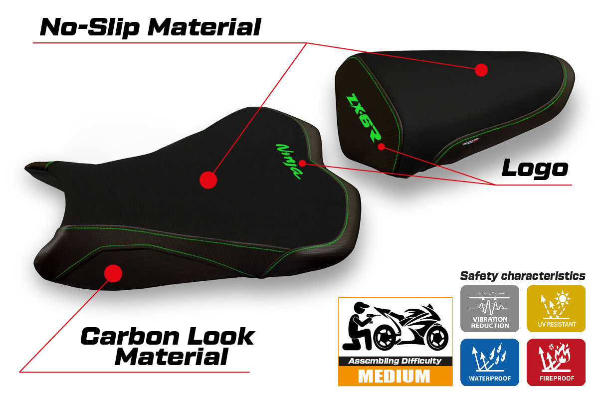 Yhteensopiva istuinpäällinen - Kawasaki Ninja ZX 6 R 2009 - 2012 - mod Medan 1