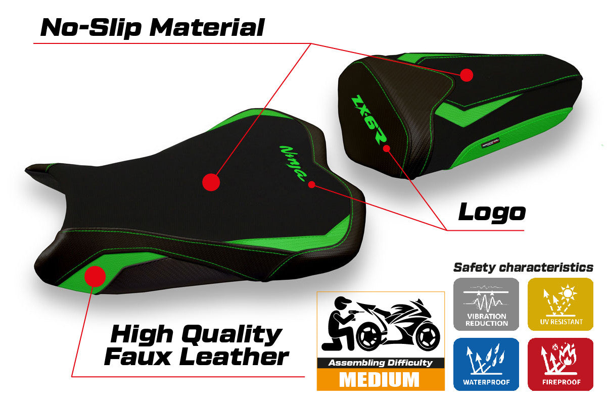 Yhteensopiva istuinpäällinen - Kawasaki Ninja ZX 6 R 2009 - 2012 - mod Sandy 2
