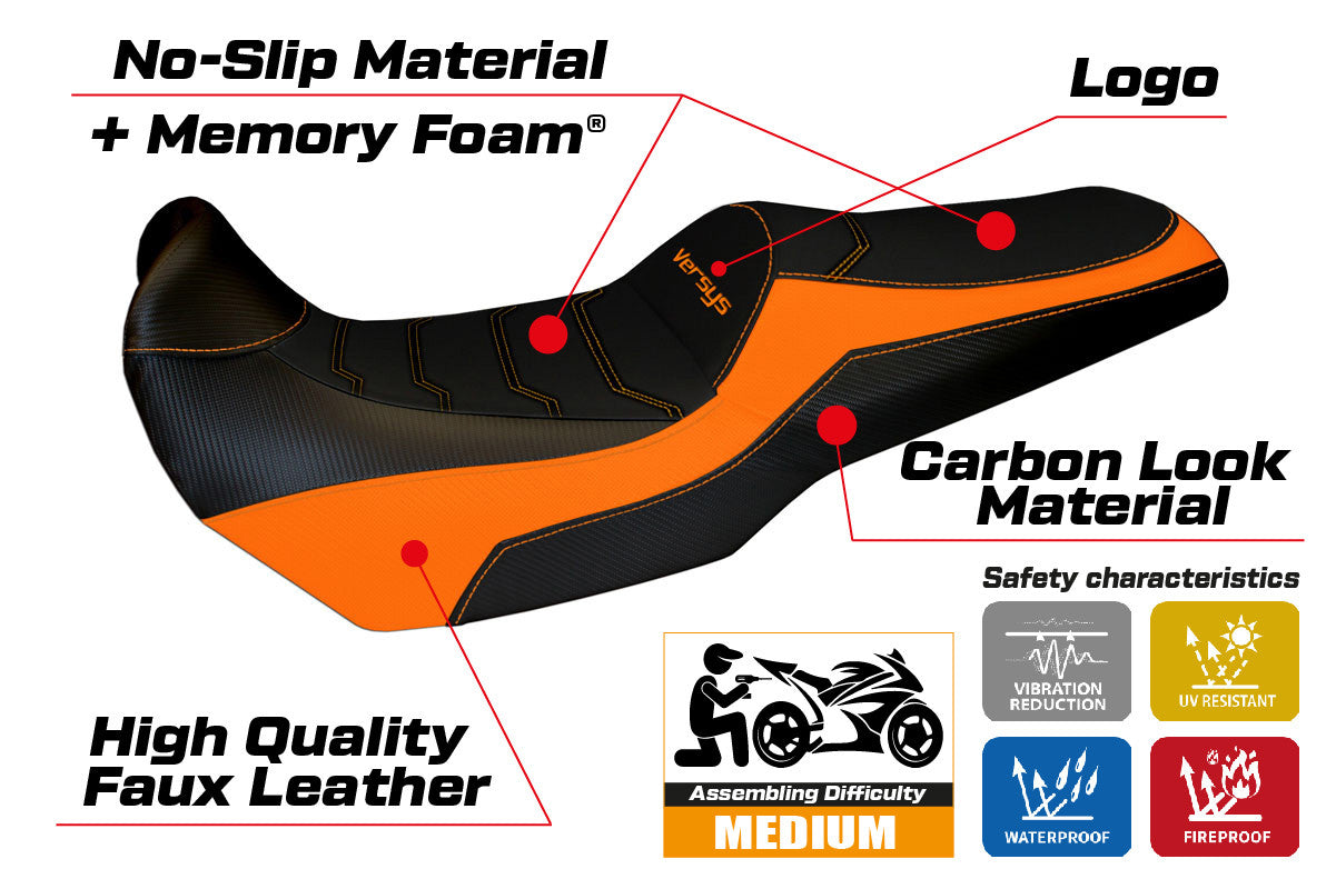 Yhteensopiva istuinpäällinen - Kawasaki Versys 1000 2011-2018 - mod Lampedusa Color Comfort System