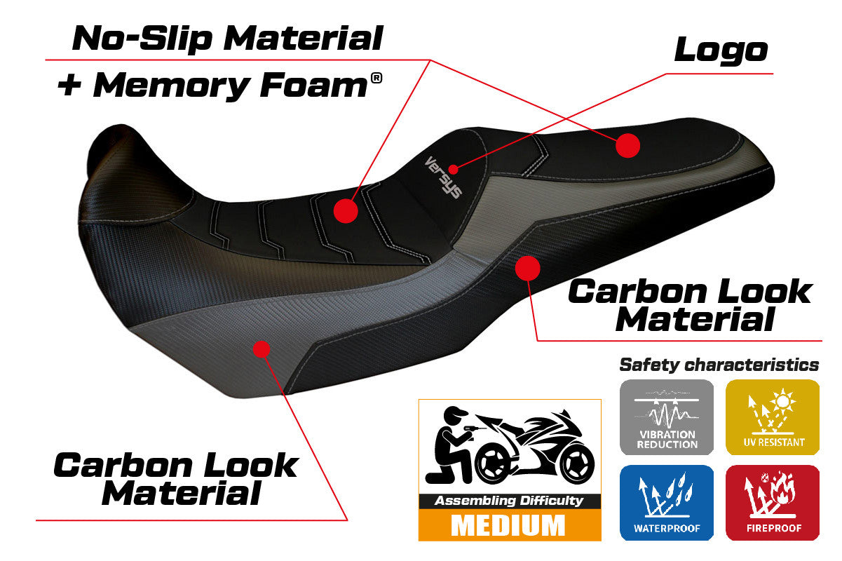 Yhteensopiva istuinpäällinen - Kawasaki Versys 1000 2011-2018 - mod Lampedusa Color Comfort System