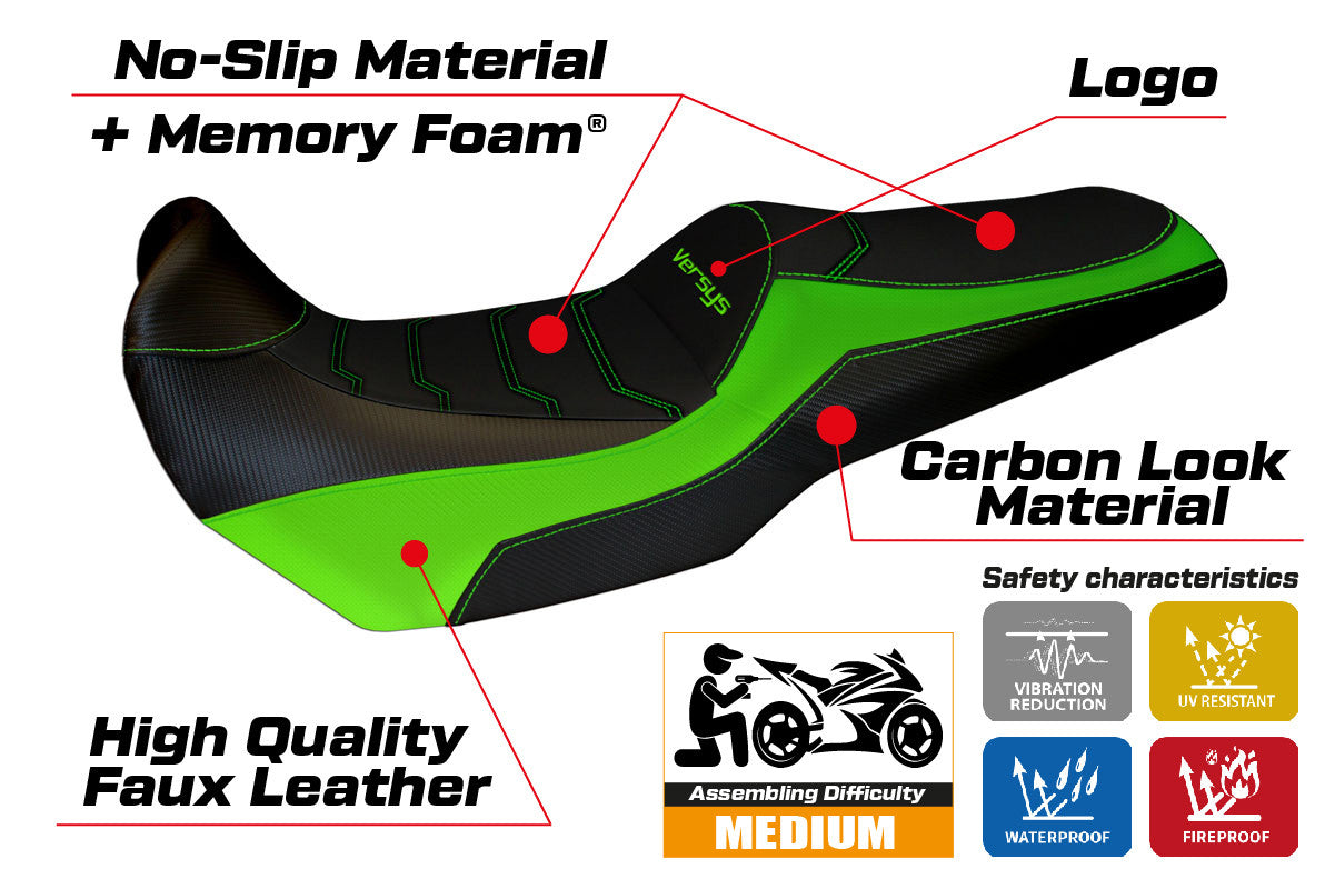 Yhteensopiva istuinpäällinen - Kawasaki Versys 1000 2011-2018 - mod Lampedusa Color Comfort System
