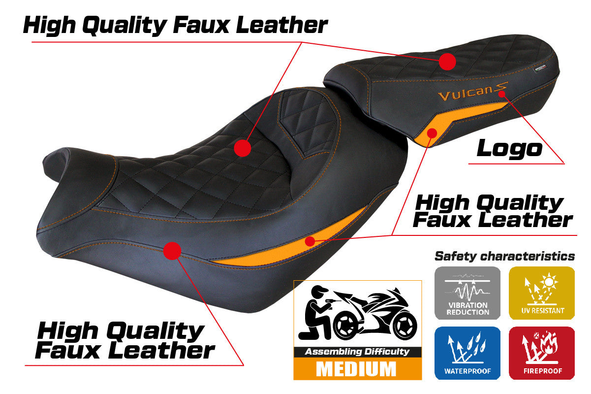 Yhteensopiva istuinpäällinen - Kawasaki Vulcan 650 2014-2025 - mod Taipei