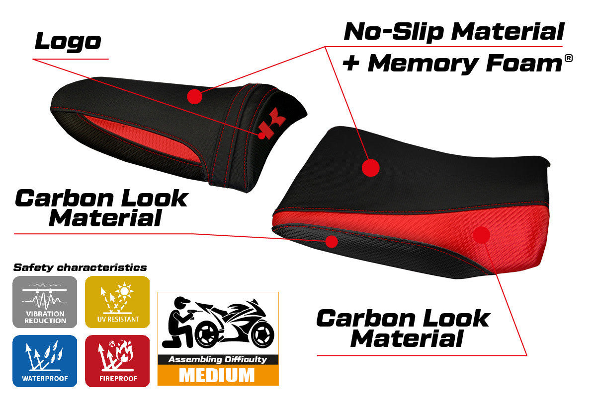Yhteensopiva istuinpäällinen - Kawasaki Z 1000 2003 - 2006 - mod Pozzuoli 1 Comfort System