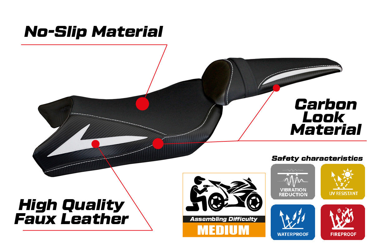 Yhteensopiva istuinpäällinen - Kawasaki Z 1000 2010-2013 - mod Berna Total Black