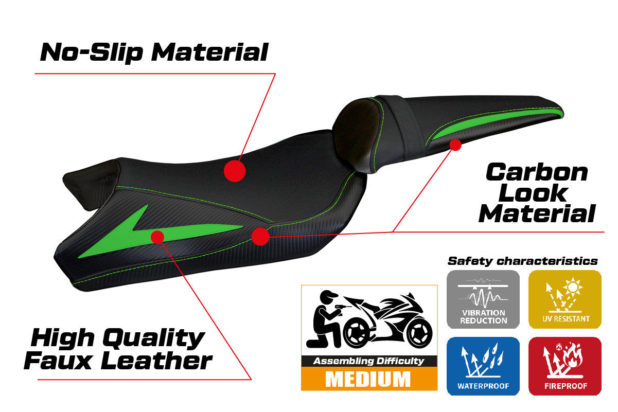 Yhteensopiva istuinpäällinen - Kawasaki Z 1000 2010-2013 - mod Berna Total Black