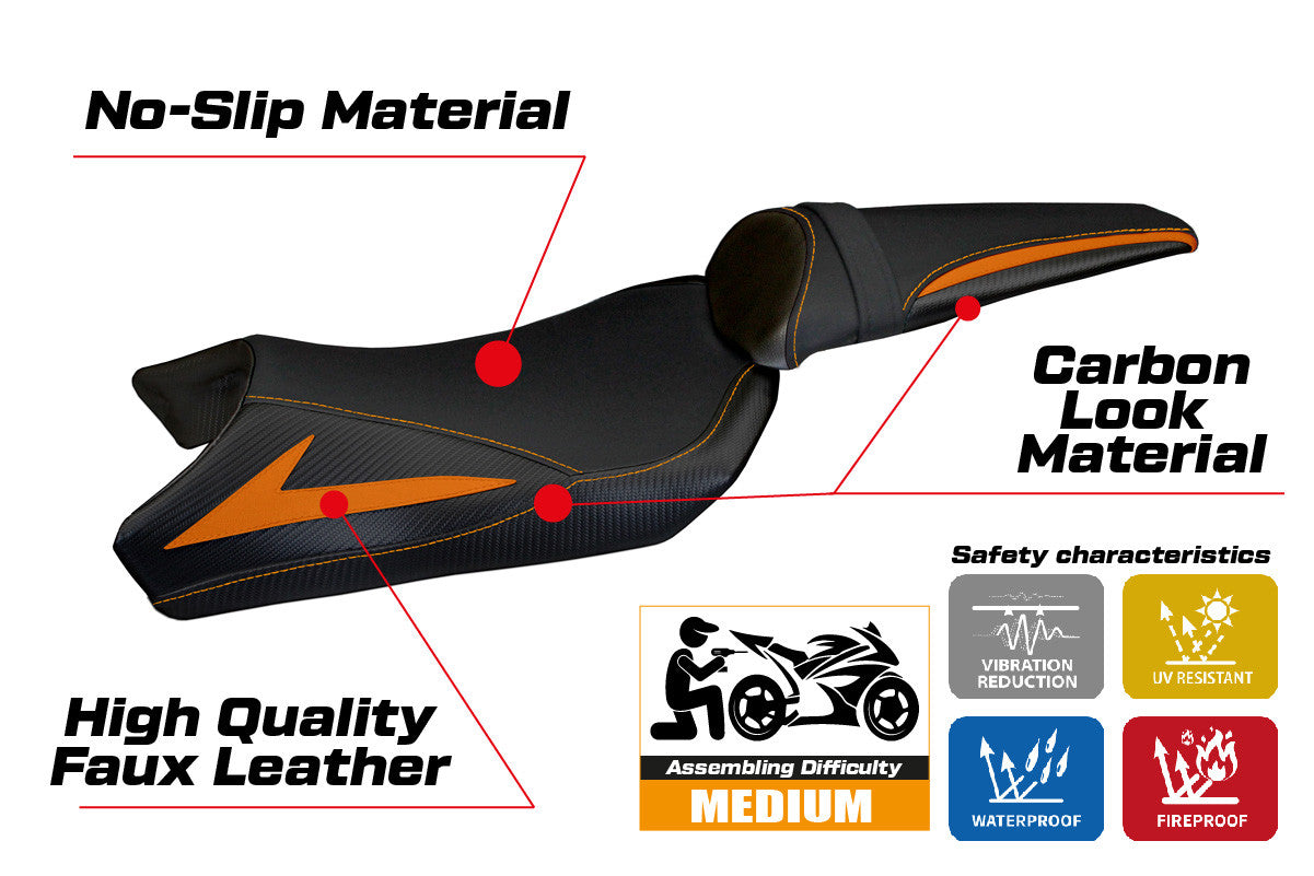 Yhteensopiva istuinpäällinen - Kawasaki Z 1000 2010-2013 - mod Berna Total Black