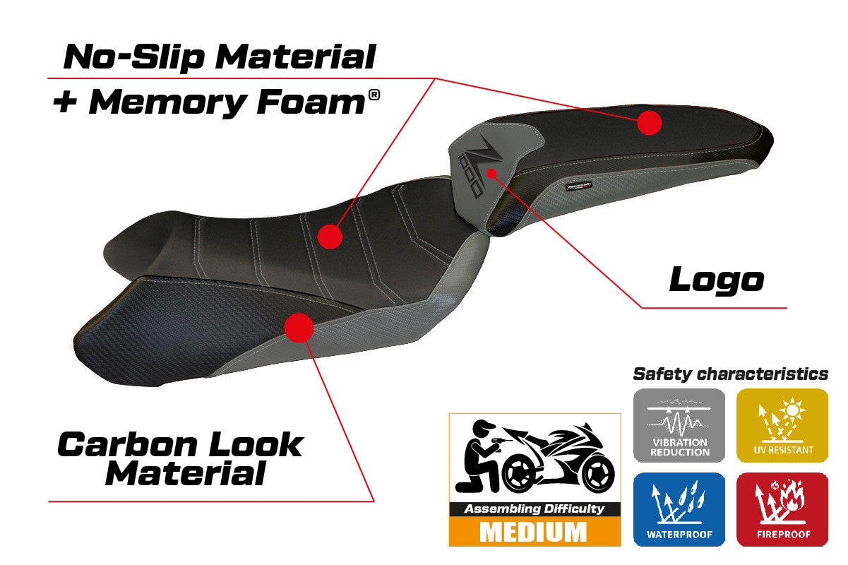 Yhteensopiva istuinpäällinen - Kawasaki Z 1000 SX 2011 - 2016 - mod Cosenza 1 Comfort System