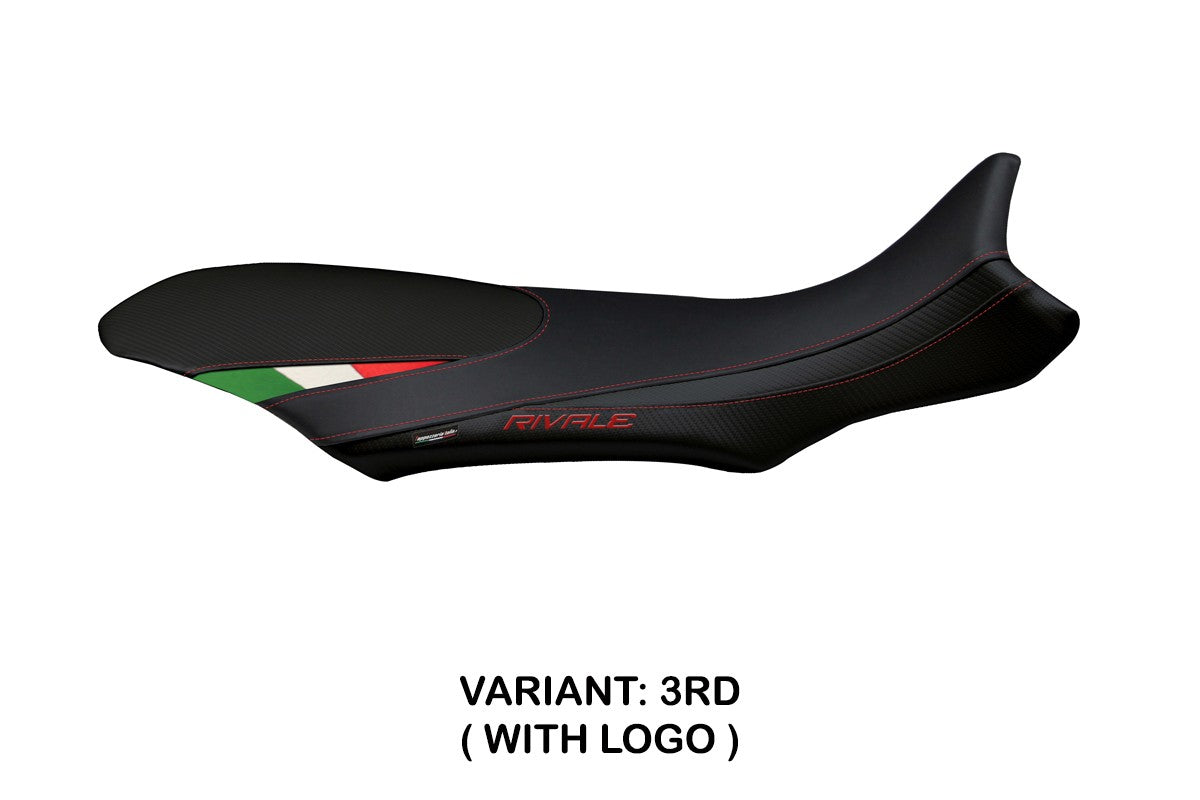 Yhteensopiva istuinpäällinen - MV Agusta Rivale 800 2013-2018 - mod Sorrento Total Black Tricolore